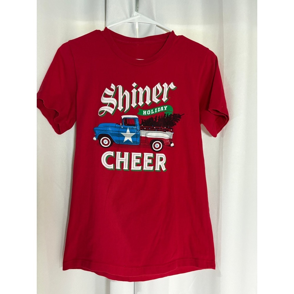 Shiner Bock Beer Holiday Cheer Red Graphic T-Shirt Christmas Texas Small WC0012